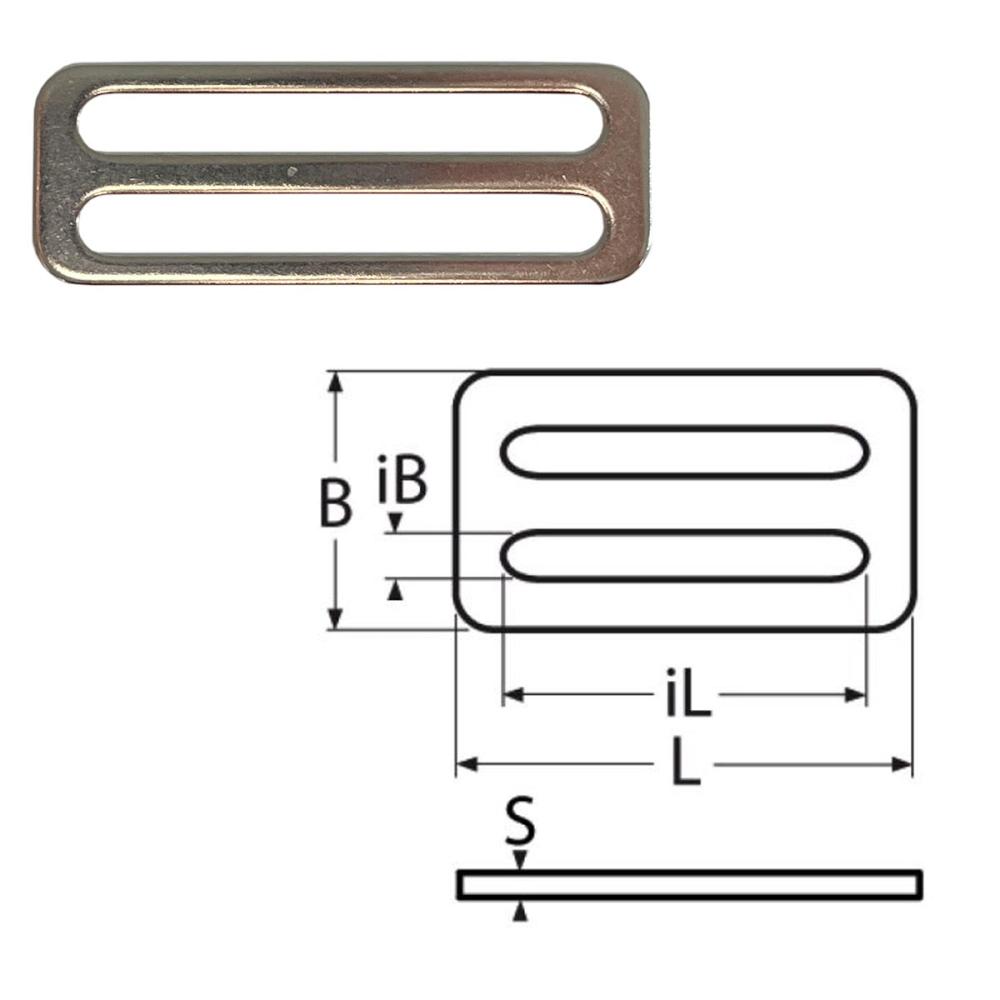 Belt Slider 50mm smooth Stainless Steel