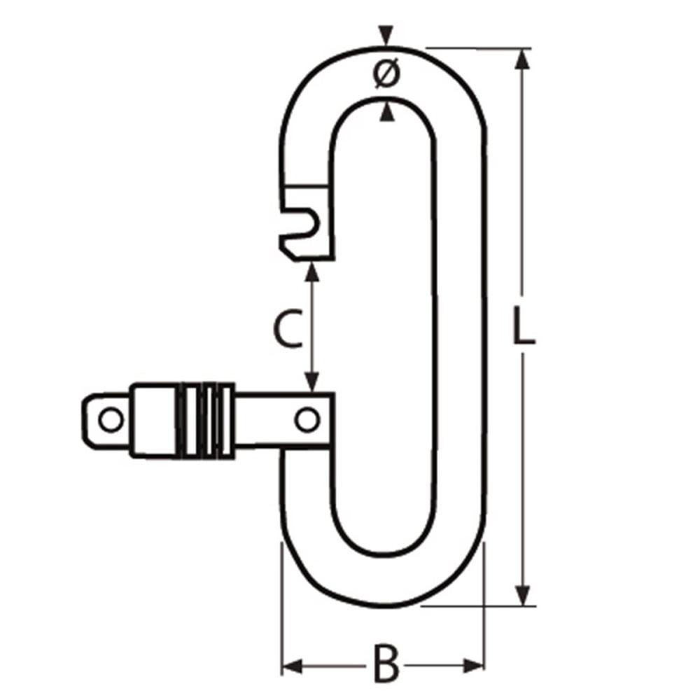 Karabinerhaken oval mit weiter Öffnung und Springverschluss